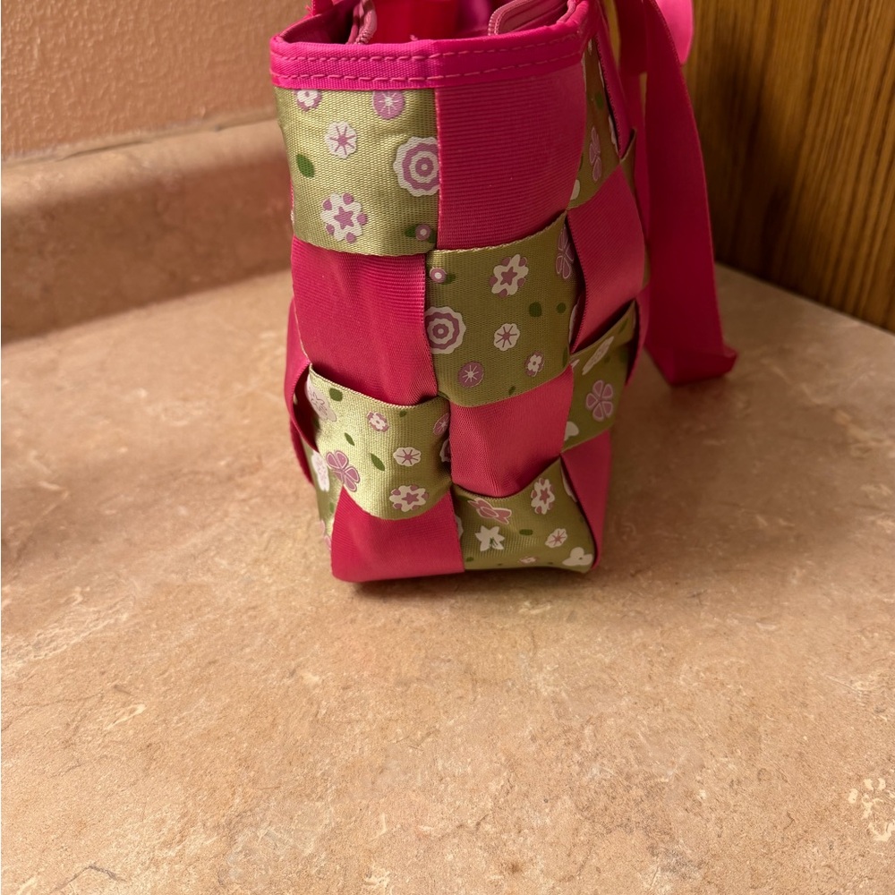Pink and Green Seatbelt Checkered Women's Bag - Picture 2 of 11